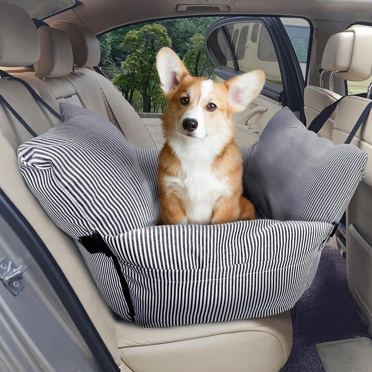 Dailygoody - Autostoel voor Honden - 2-in-1 Stoelverhoger - Ideaal voor Auto en Thuis - Blauw - Reisvervoer - Geschikt voor Middelgrote Honden -