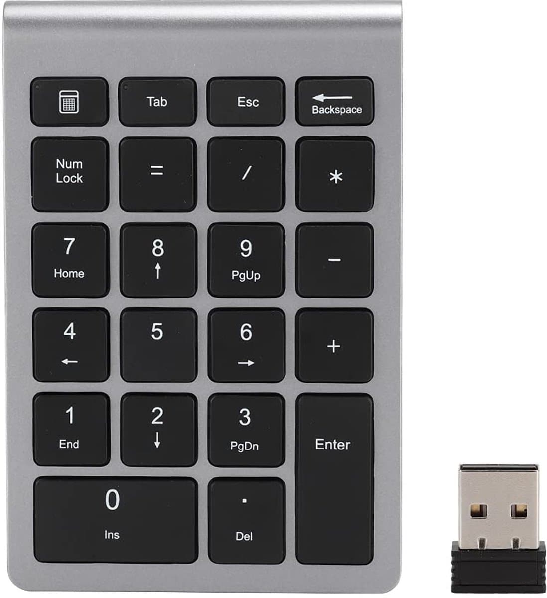 Dailygoody - Draadloos Numeriek Toetsenblok - 22-toetsen - Draadloze connectiviteit - Grijs - Cijfertoetsen - Geschikt voor Pc-laptop