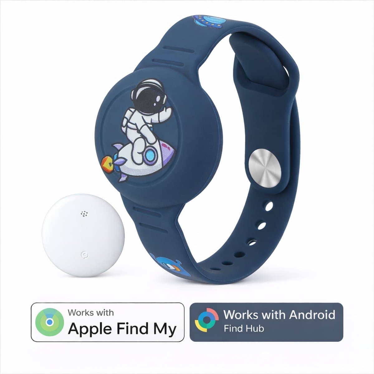 Kinder Horloge - Locatie Tracker - Werkt met Android Find My Hub- Armband inclusief tracker - Met Geluidssignaal - Waterdicht