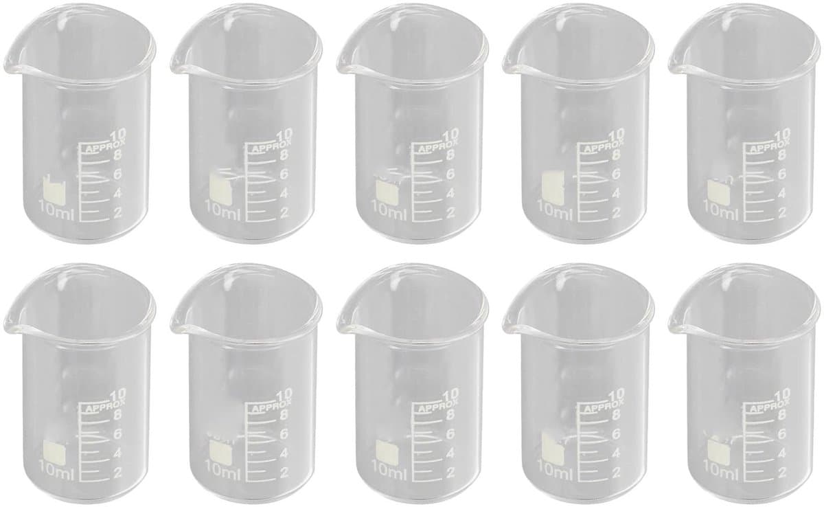 Dailygoods- Meetinstrument - 10 Stuks Borosilicaatglas Bekers - Laboratorium Beker - Onderwijs Experimenten - Duidelijke Schaal - Zuur- en Alkalibestendig - Laboratoriumbeker