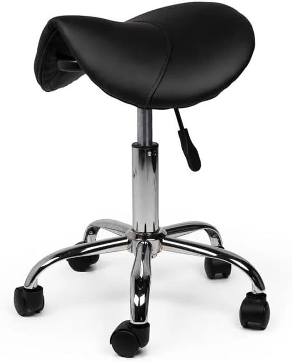 Ergonomische Zadelkruk - Zadelstoel Kruk - Comfortabel Zitten - Verstelbare Zithoogte - L - Zwart