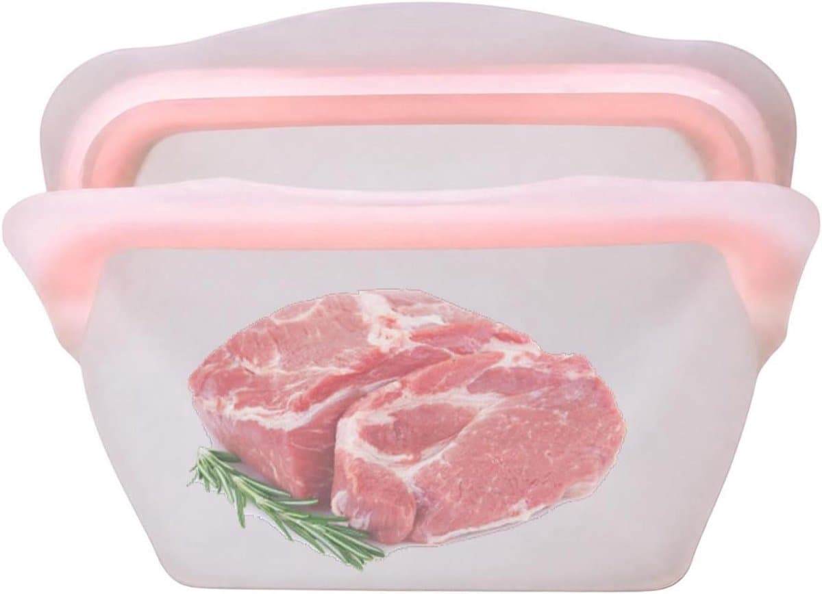 Herbruikbare Diepvrieszakjes - Siliconen Bewaarzakjes - Voedsel Bewaren - Staand Ontwerp - 600ML en 1000ML - Roze