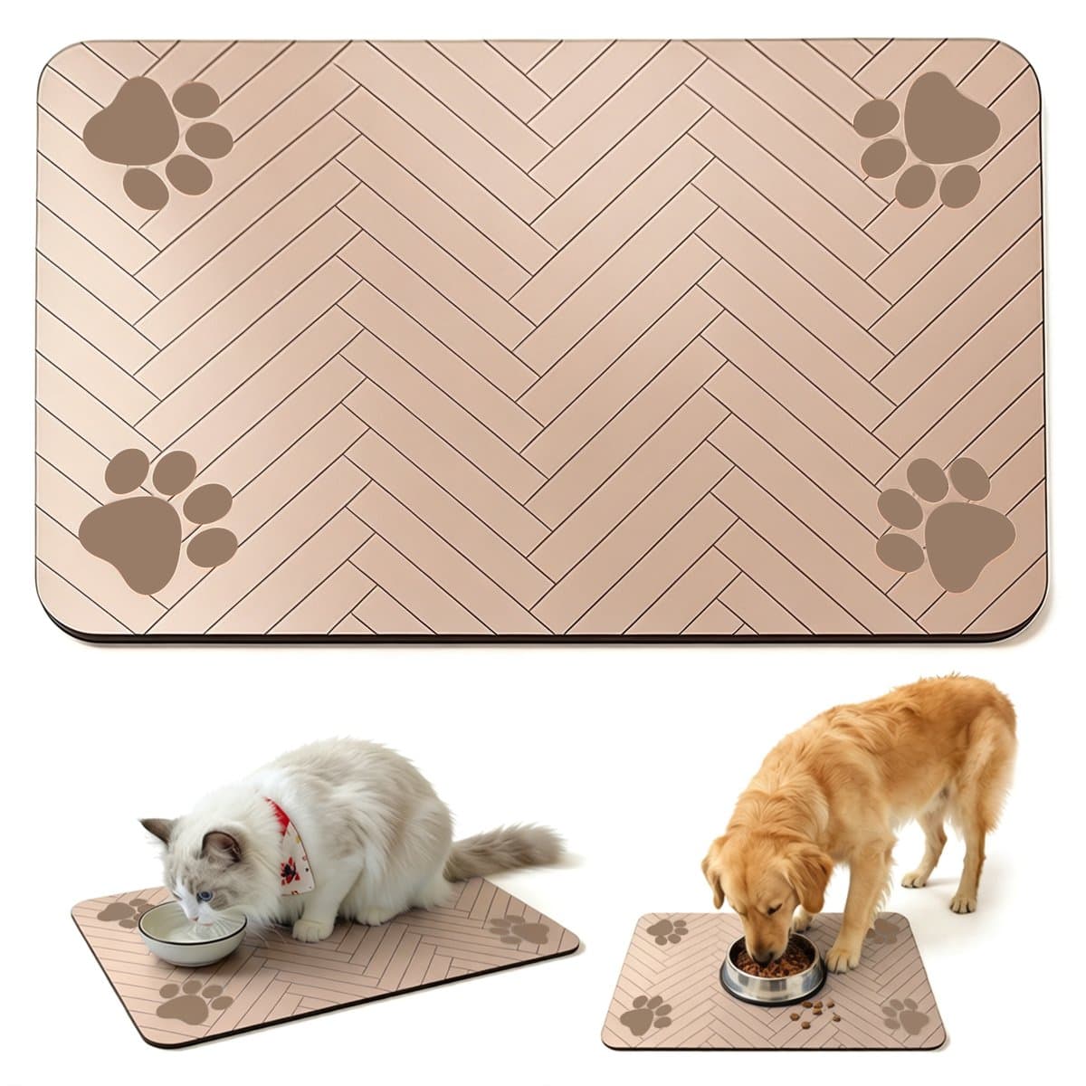 Voerbakmat voor huisdieren - Maat M - 30*50 cm - Voermat voor katten en honden - Mat van diatomeeënaarde - Sneldrogende mat - Voedselmat voor huisdieren - Morsbestendige mat - Placemat voor dieren - Mat voor voerbakken - Geschikt voor waterbakken