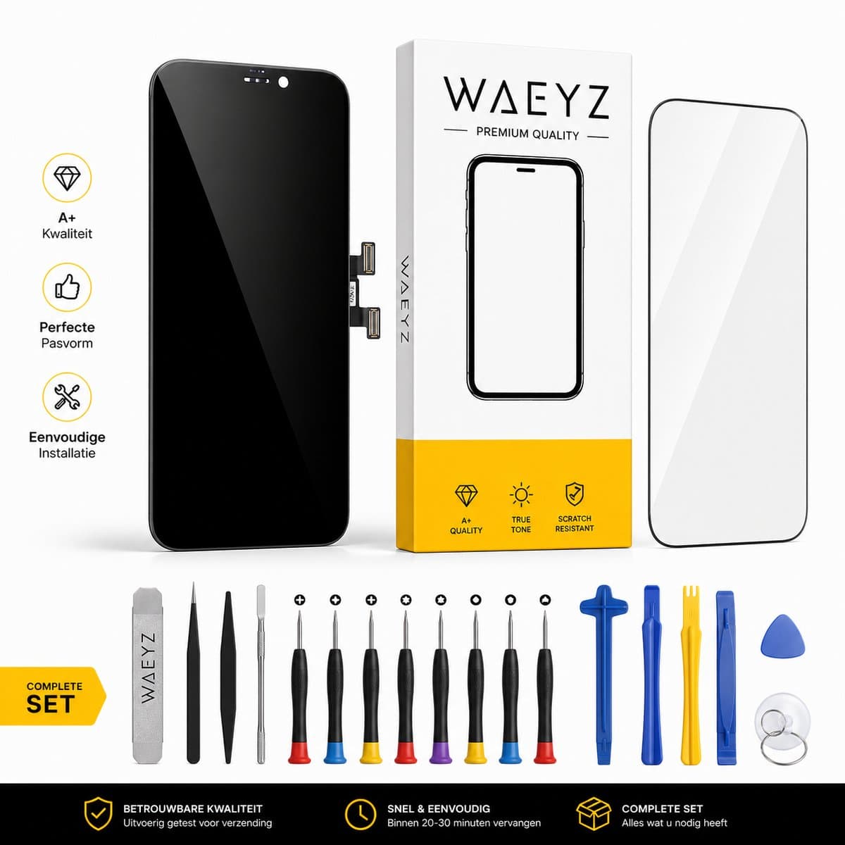 Compatible iPhone X Scherm A+ Incell LCD – Complete Set voor vervangen Scherm Reparatie met Gereedschap + Screenprotector – Geschikt voor A1865 A1901 A1902 – WAEYZ