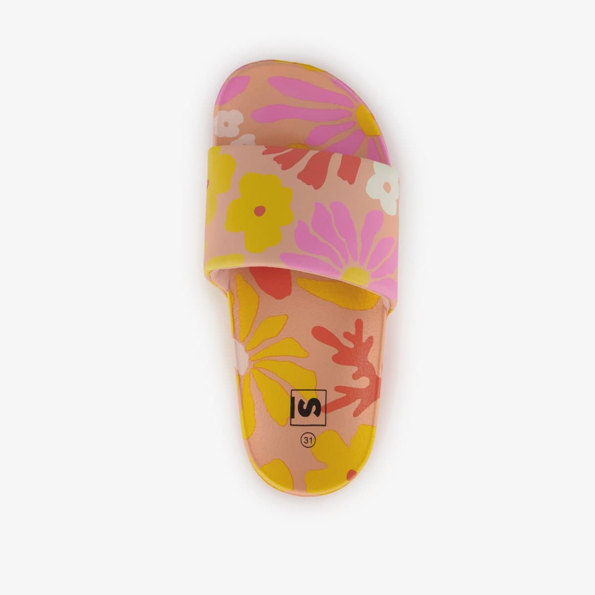 Multicolor meisjes badslippers met bloemenprint - Geel - Maat 30
