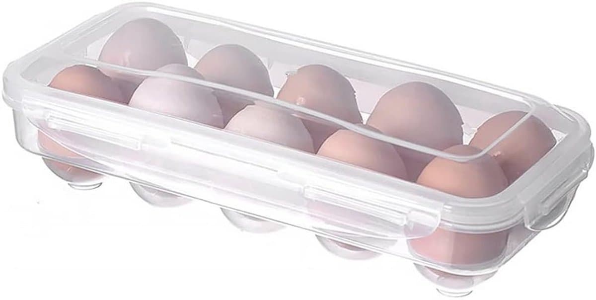 Eieropslag in de koelkast - Praktische eierdozen voor de keuken, eiercontainer met deksel, geschikt voor 10 eieren en ruimtebesparend
