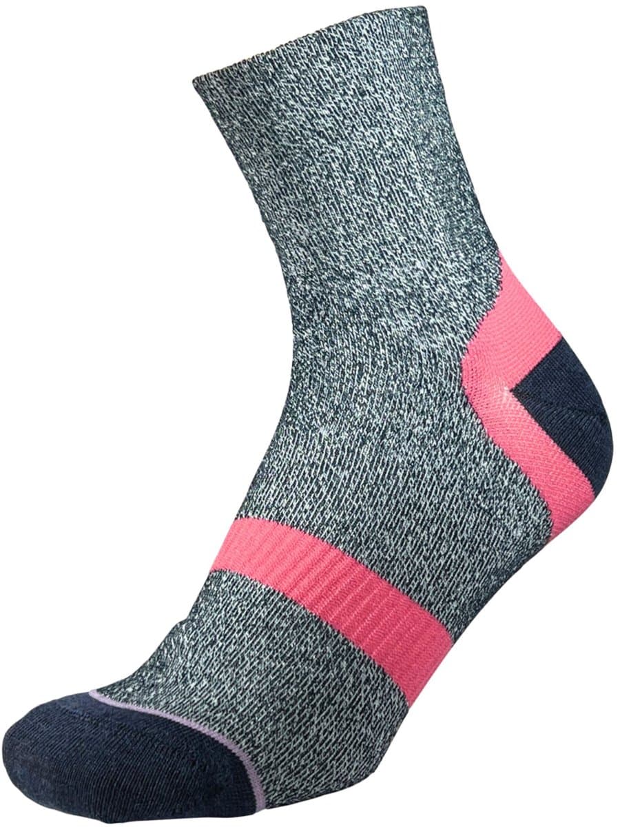 1000 Mile Approach Repreve Double Layer Sock Ladies - Navy Marl/Mauve - Medium.