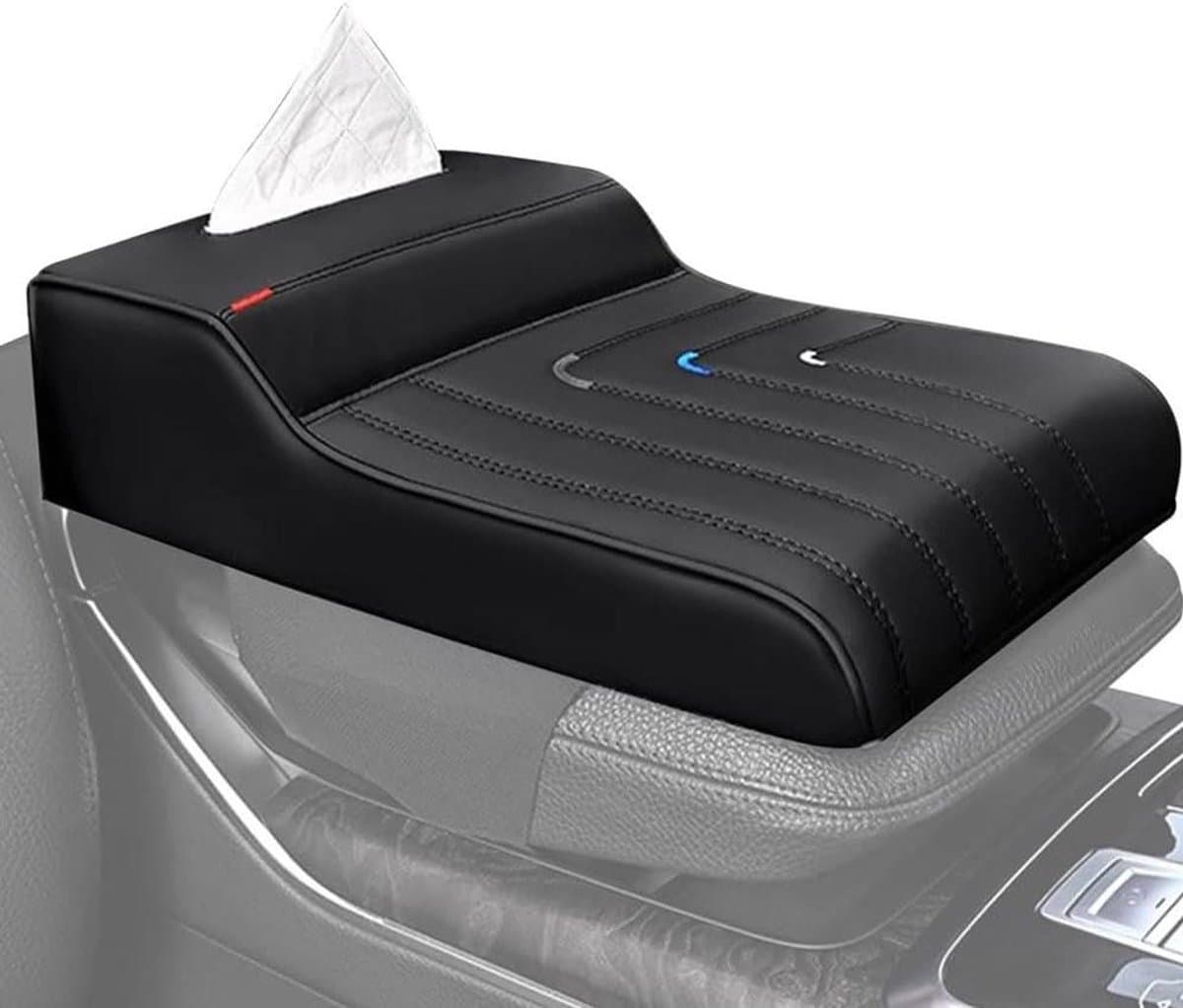 Middenconsole Kussenhoes - Armsteun Beschermer - Rijcomfort Verbeteren - Waterdicht Nappa Leer - Universeel - Zwart