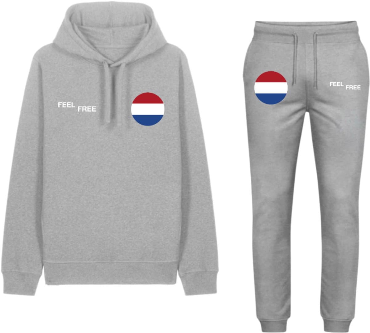FEEL FREE grey joggingpak cirkel Nederlandse vlag
