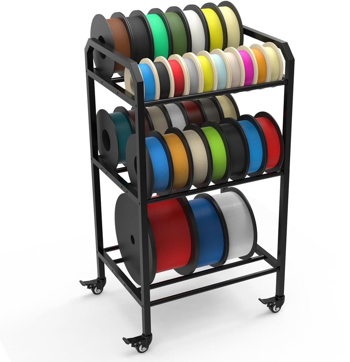 3D Printer Filament Opslagrek met Wielen - 3 Lagen Metalen Rek voor 1KG Spoelen