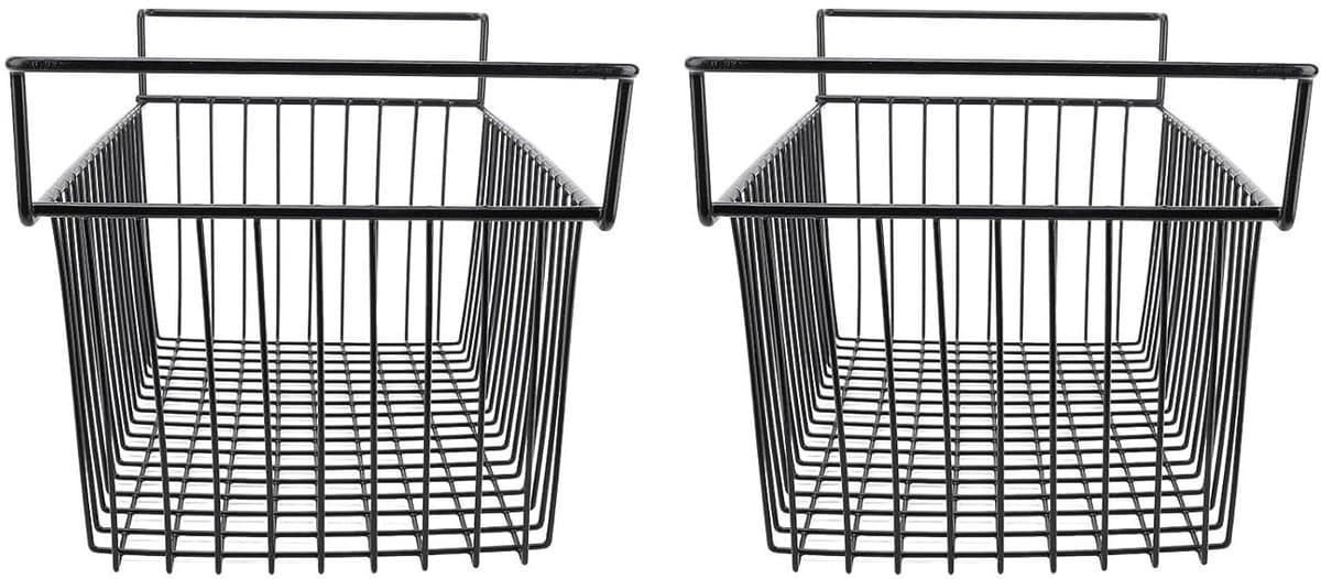 Vriezer Organizer - Opbergmand - Voedsel Opslag - Stapelbaar Metalen Frame - 2 Stuks - Zwart