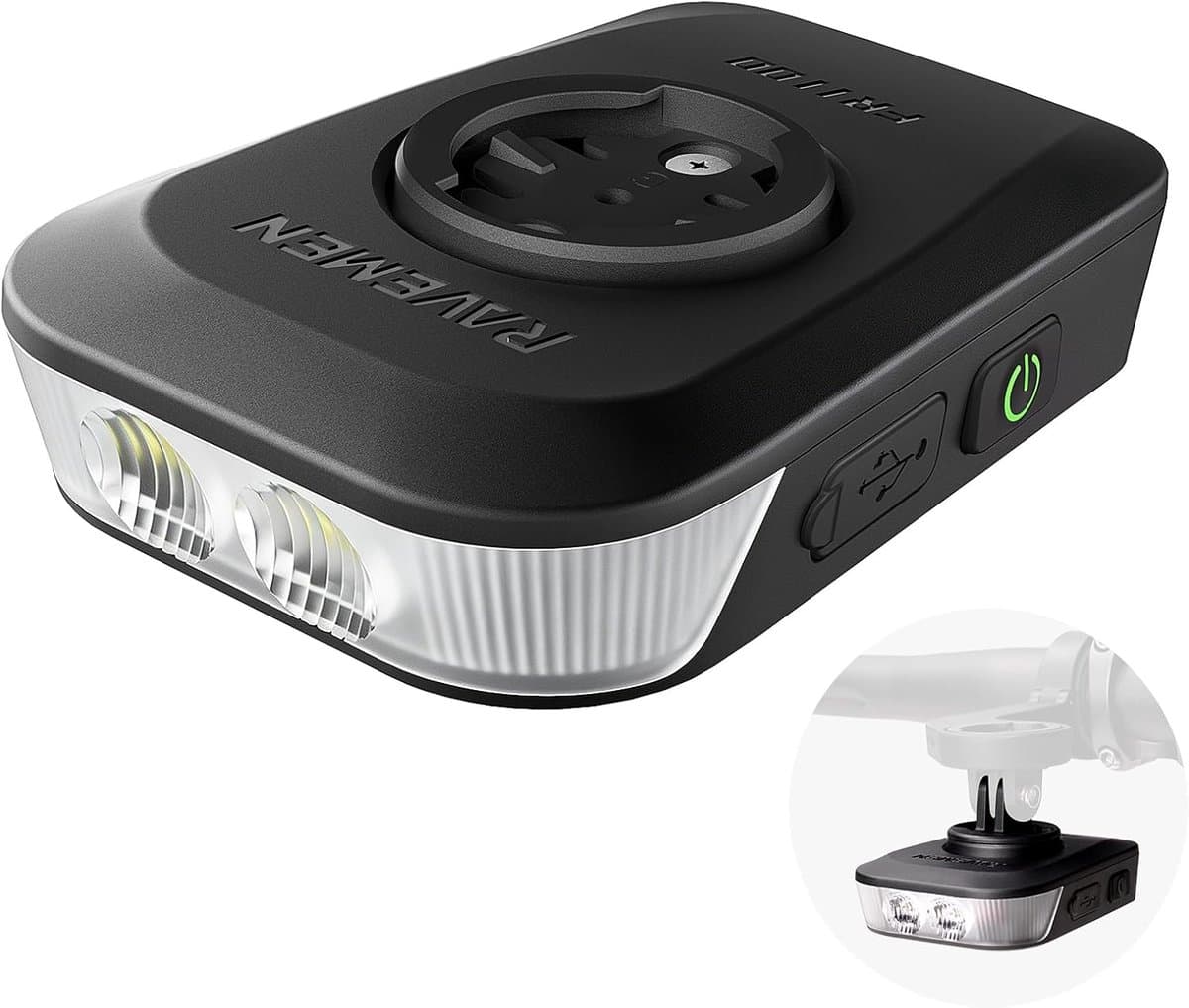 Fietslamp - Voorlamp - Nachtelijke ritten - 1100 Lumen brede bundel - Garmin compatibel - Zwart