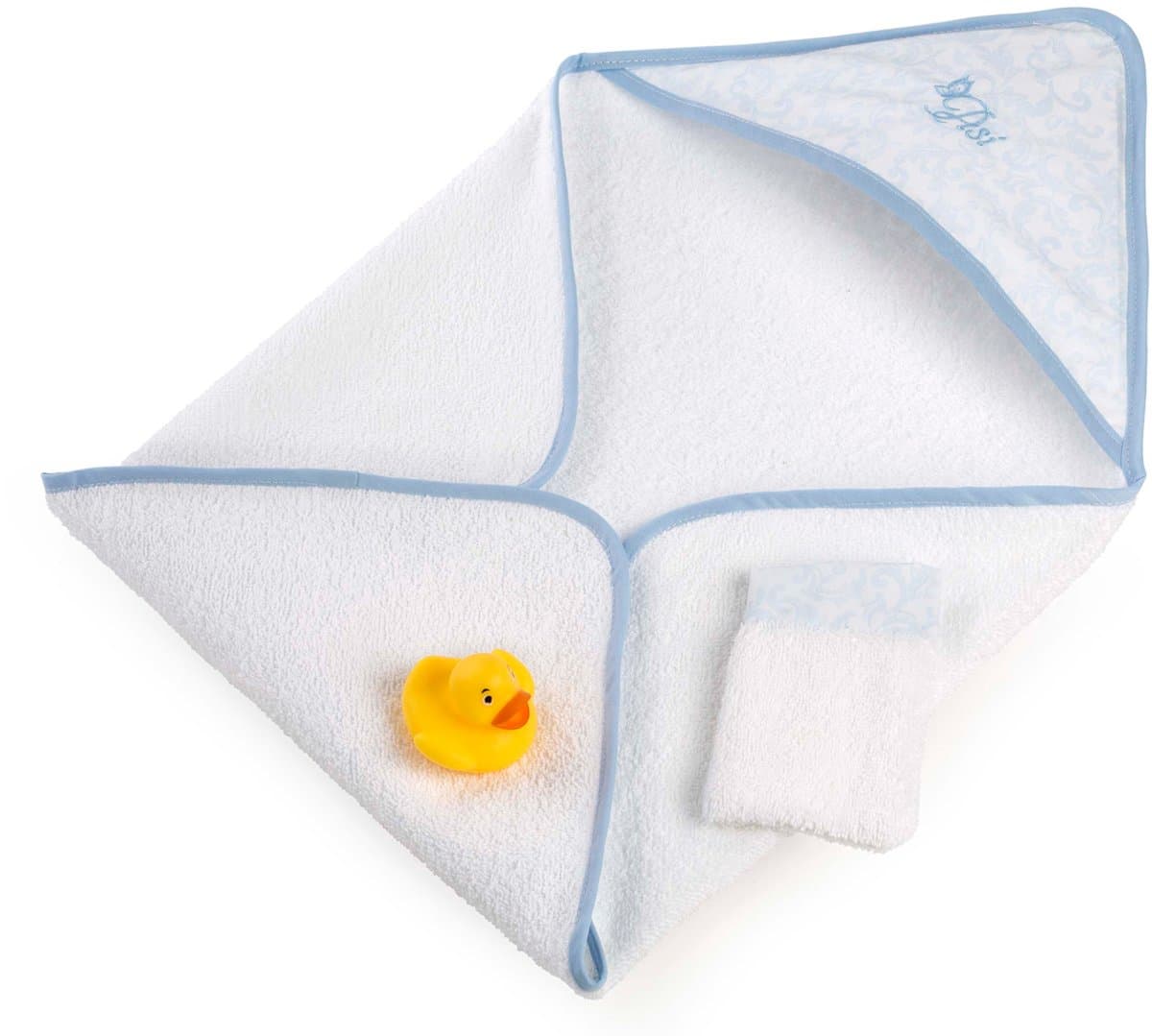 ASI DREAMS Poppen Accessoires - Poppen Badset Met Handdoek, Washandje En Eend - Blauw