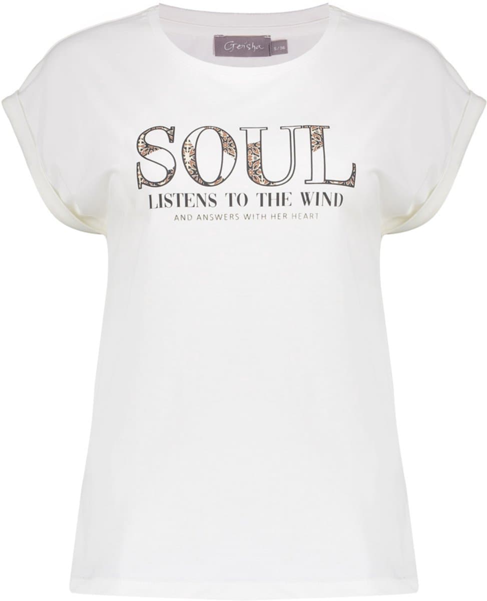 Geisha T-shirt T Shirt Met Tekst 62370 41 Off-white Dames Maat - S