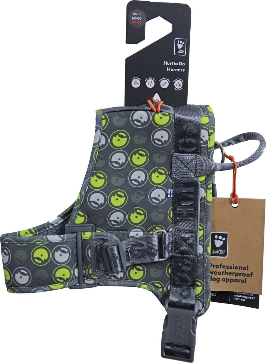 Hurtta Go Harness - Hondenharnas - Storm Grey - Borstomvang: 65-80 cm
