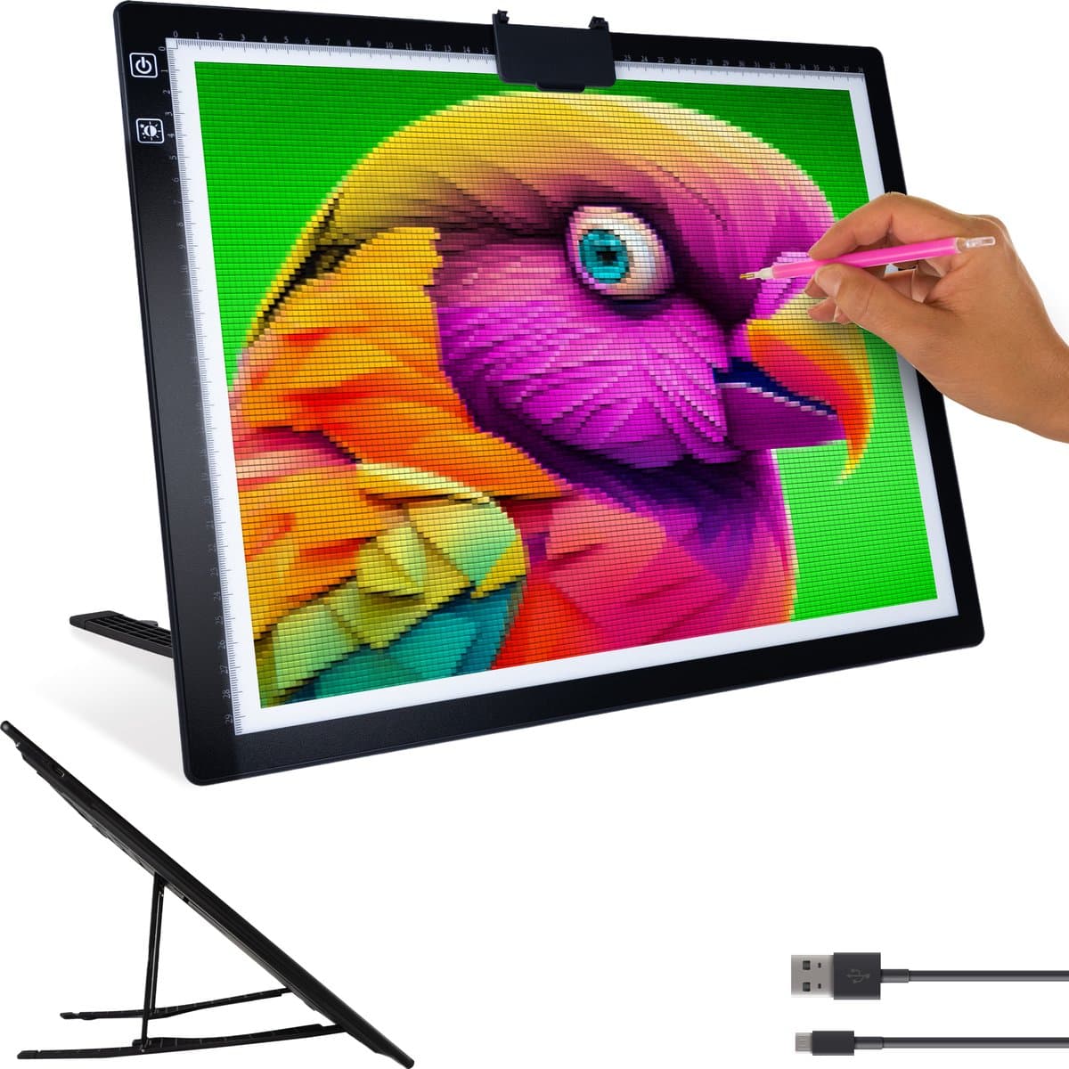 Crafts&Co Lightpad A3 Oplaadbaar - Tekenen, Schetsen en Diamond Painting - Tekenbord A3 Draadloos - Hobby en Creatief - Volwassenen en Kinderen - Tekentablet - Educatief Speelgoed - Tekenen & Kleuren - Knutselspullen - DIY - Zwart
