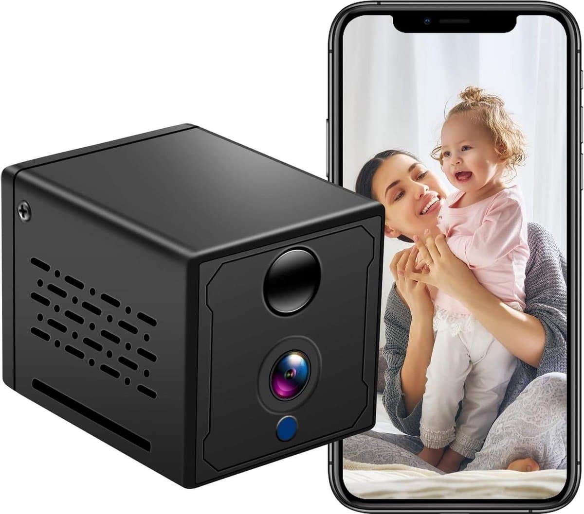 HD 1080P Mini WiFi Camera - 160° Wireless IP Security Camera with 2000mAh Battery - Motion Detection and Night Vision Support