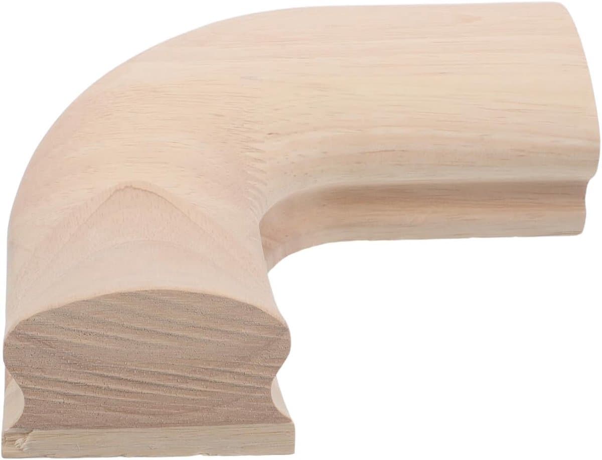 Houten Trapleuning Bocht - Hoekverbinding Trap - Veilige Traprenovatie - Massief Hout Constructie - 18x17x7cm - Beige
