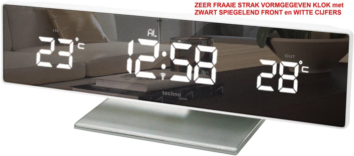 KLOK - Wekker - Binnen- / Buiten-THERMOMETER - Fraai Design - 68WS15