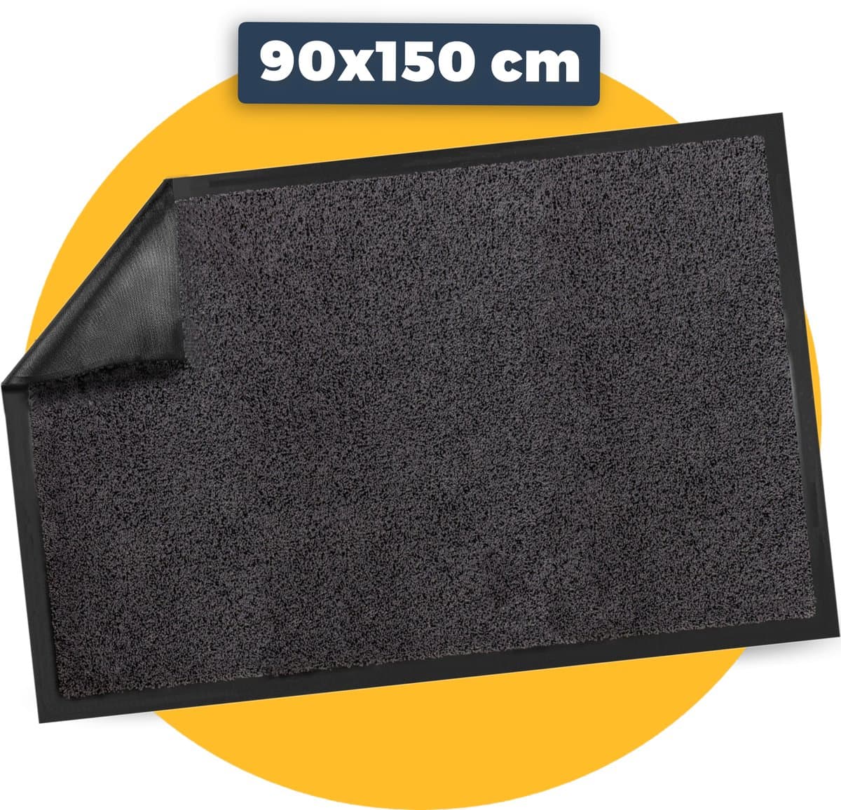 Pasper Deurmat binnen droogloopmat - 90 x 150 cm - Antraciet - 100% recycled - Gemaakt in België - Wasbaar - deurmatten