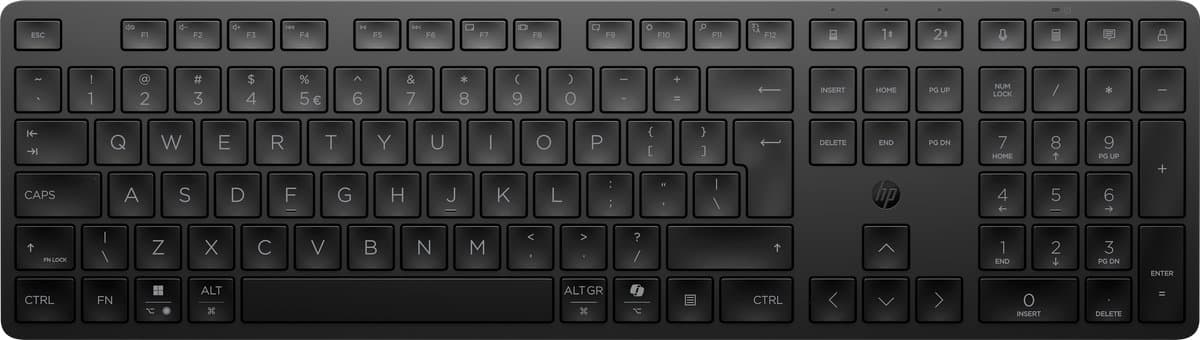HP 490K dual-mode stille toetsenbord voor meerdere apparaten - Bluetooth & 2.4GHz - Qwerty - ISO - Zwart