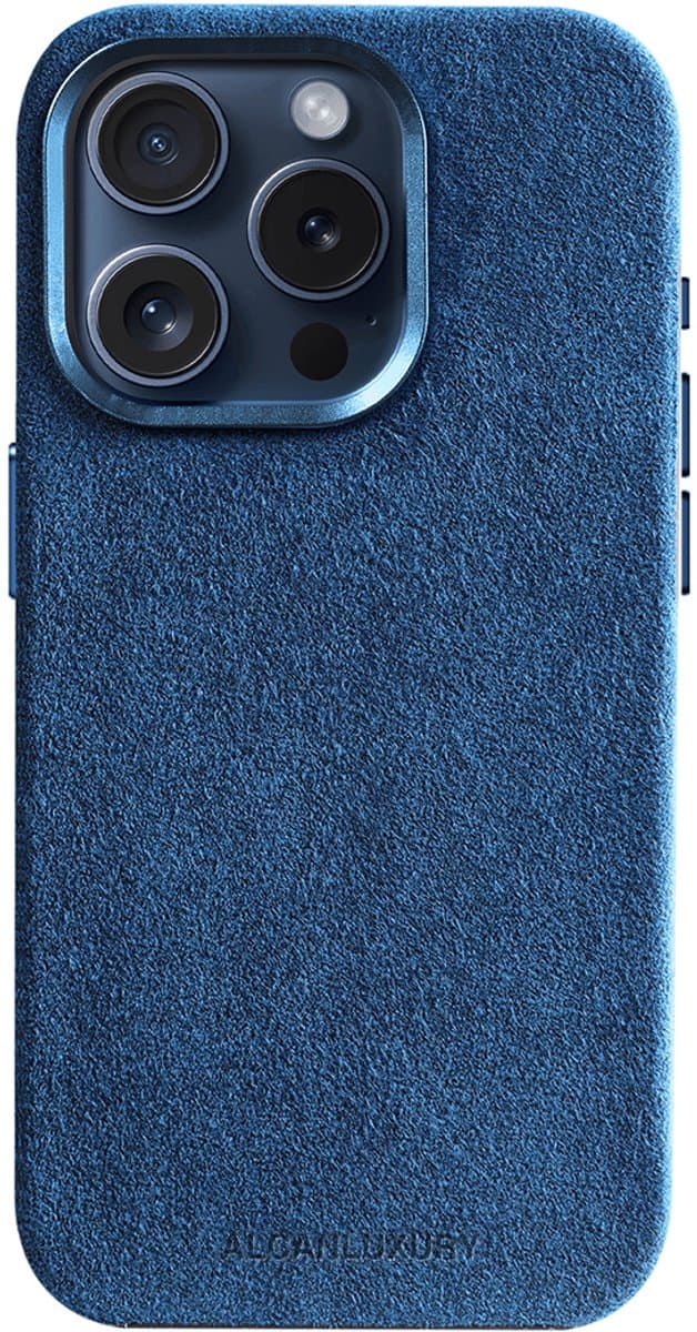 Alcanluxury Alcantara telefoonhoesje geschikt voor Apple iPhone 15 Pro - Ocean Blue