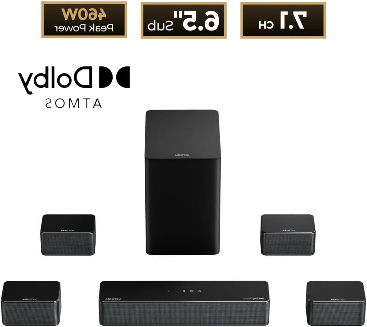 Soundbar – Home Cinema Speaker – Surround Sound Systeem – Draadloze Subwoofer – 7.1-Kanaals Audio – Dolby Atmos 3D Geluid – Krachtige Bass