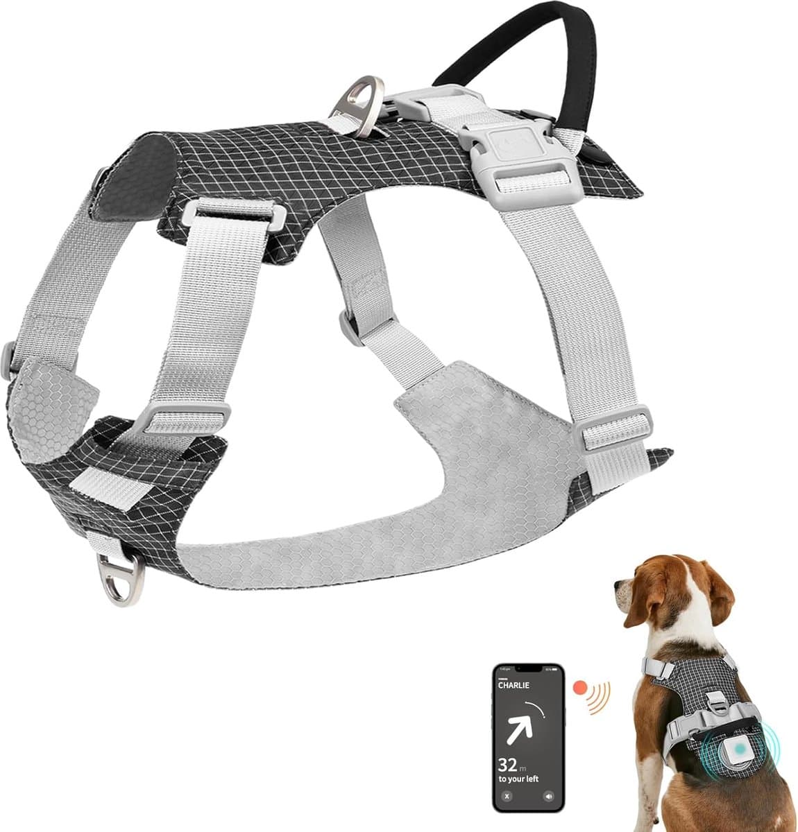 Hondenharnas Verlicht - Honden tuigje - Nachtelijke wandelingen - Oplaadbare LED lichtbak - Maat M - Zwart