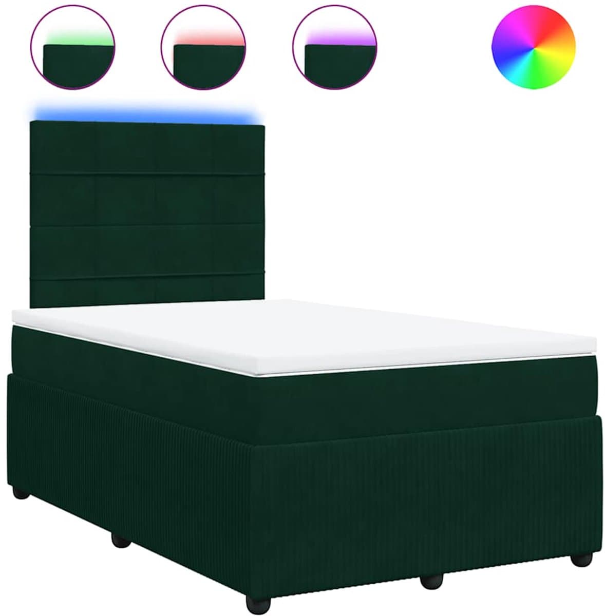 vidaXL - Boxspring - met - matras - fluweel - donkergroen - 120x190 - cm