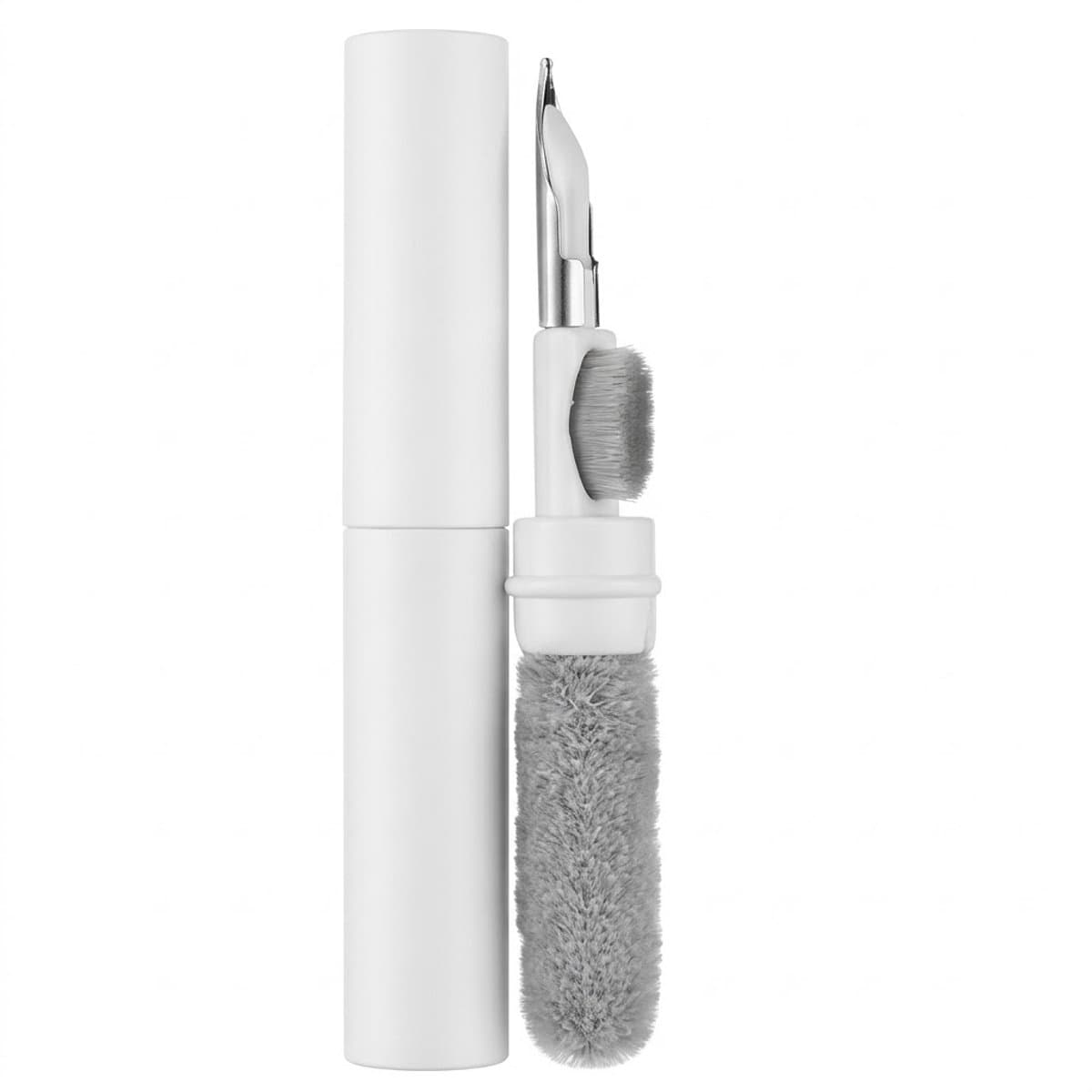 Wit oordopjes reinigingspen met zachte borstel – 3 in 1 multifunctionele schoonmaakset voor draadloze oordopjes, hoofdtelefoon en toetsenbord – compacte reinigingstool met dop