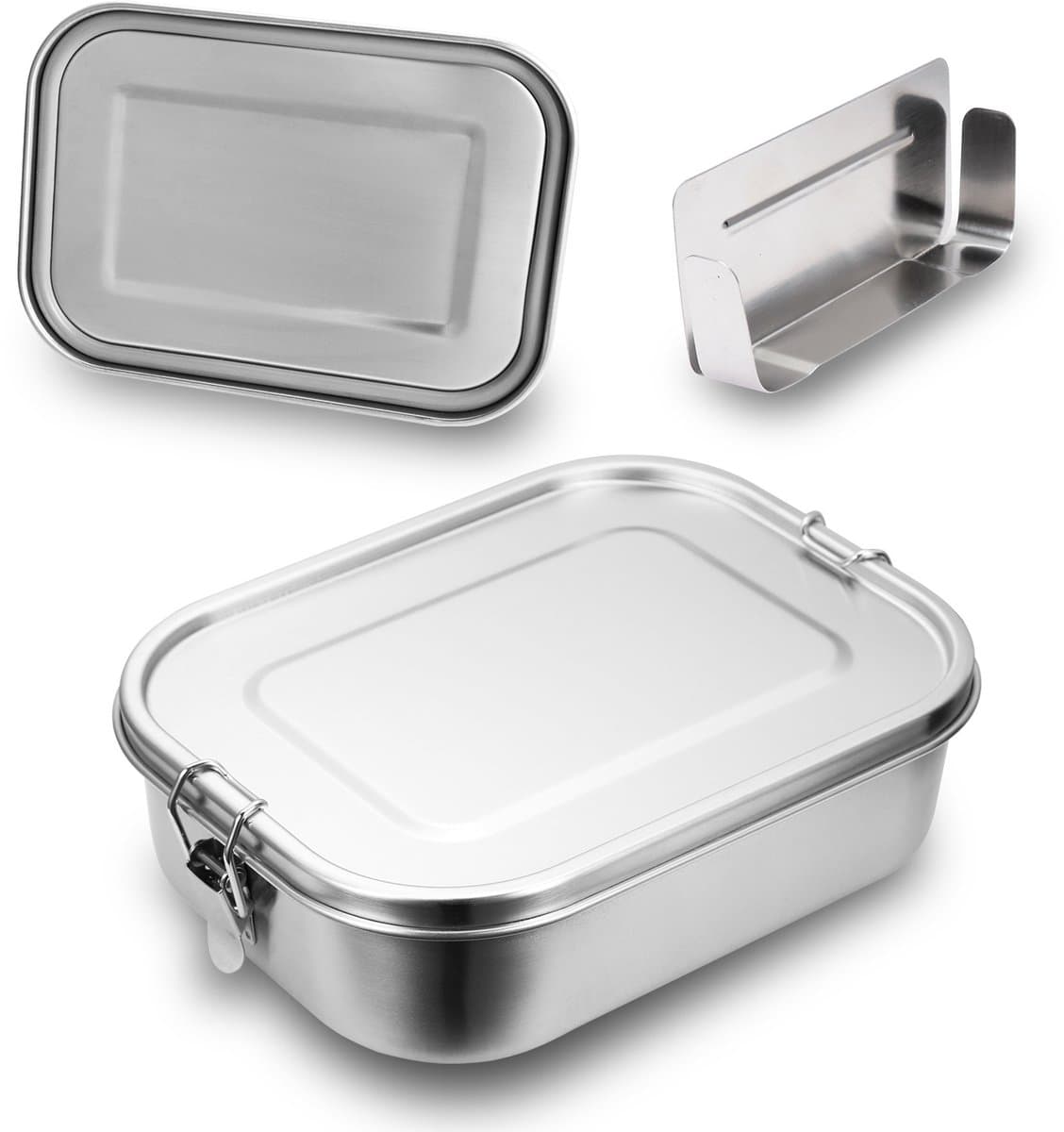 1400ML Lunchbox RVS - 304 RVS Vershoudbakjes Set - Broodtrommel - Luchtdichte & Lekvrije Meal Prep Bakjes - Vriezer- Vaatwasmachinebestendig - BPA-Vrij