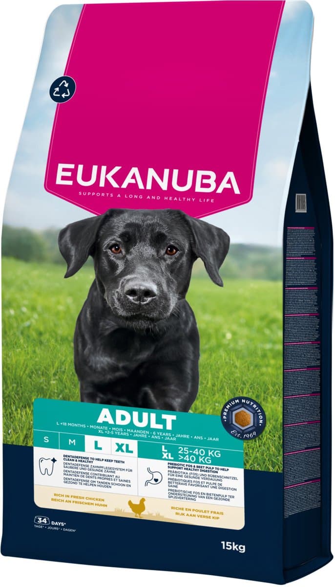 Eukanuba Life Care hondenvoer voor volwassen honden, groot, kip, 15 kg