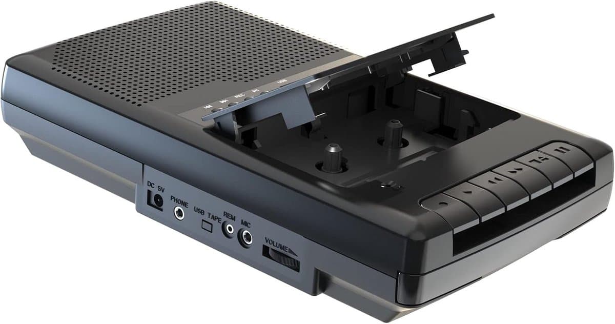 Draagbare cassettespeler met USB-scanner, hoofdtelefoon en luidspreker
