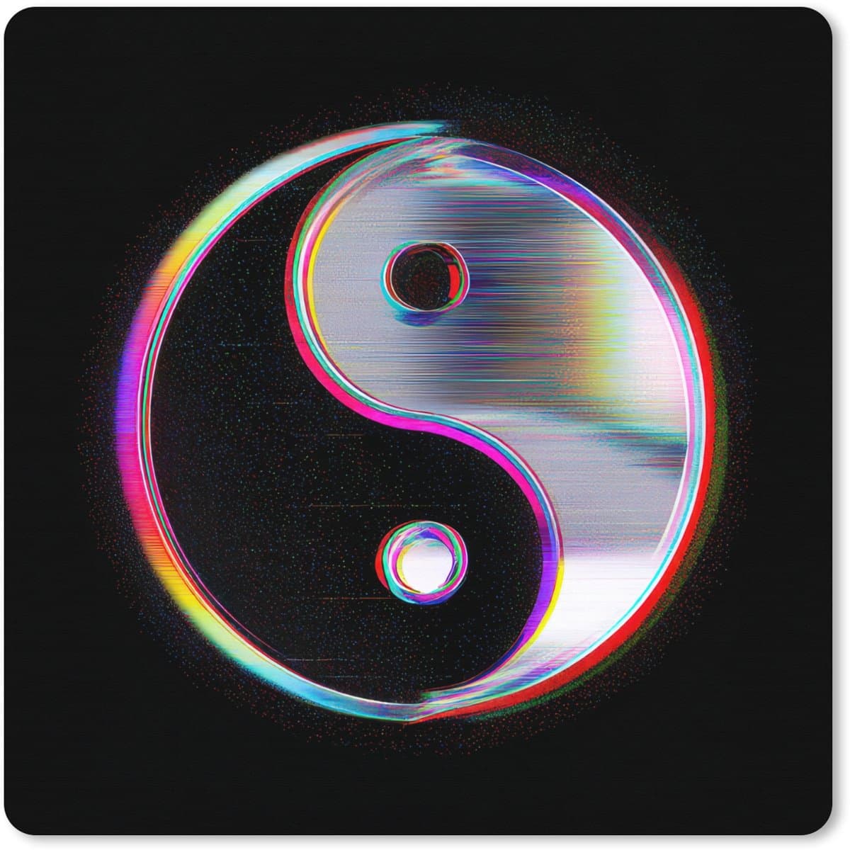 Muismat XXL 60x60 cm - Bureau onderlegger - Bureau mat Yin-Yang - Cirkel - Regenboog - Bureaumat - Gaming mousepad xl - Bureaulegger groot - Computer deskmat