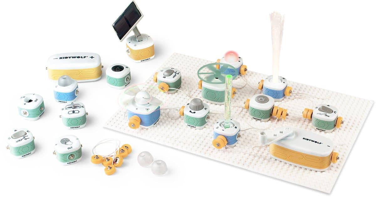 KIDYWOLF KIDYELEC EXPERT – Educatieve Elektriciteitsset voor Kinderen met 18 Onderdelen & Progressieve Experimenten - 8+