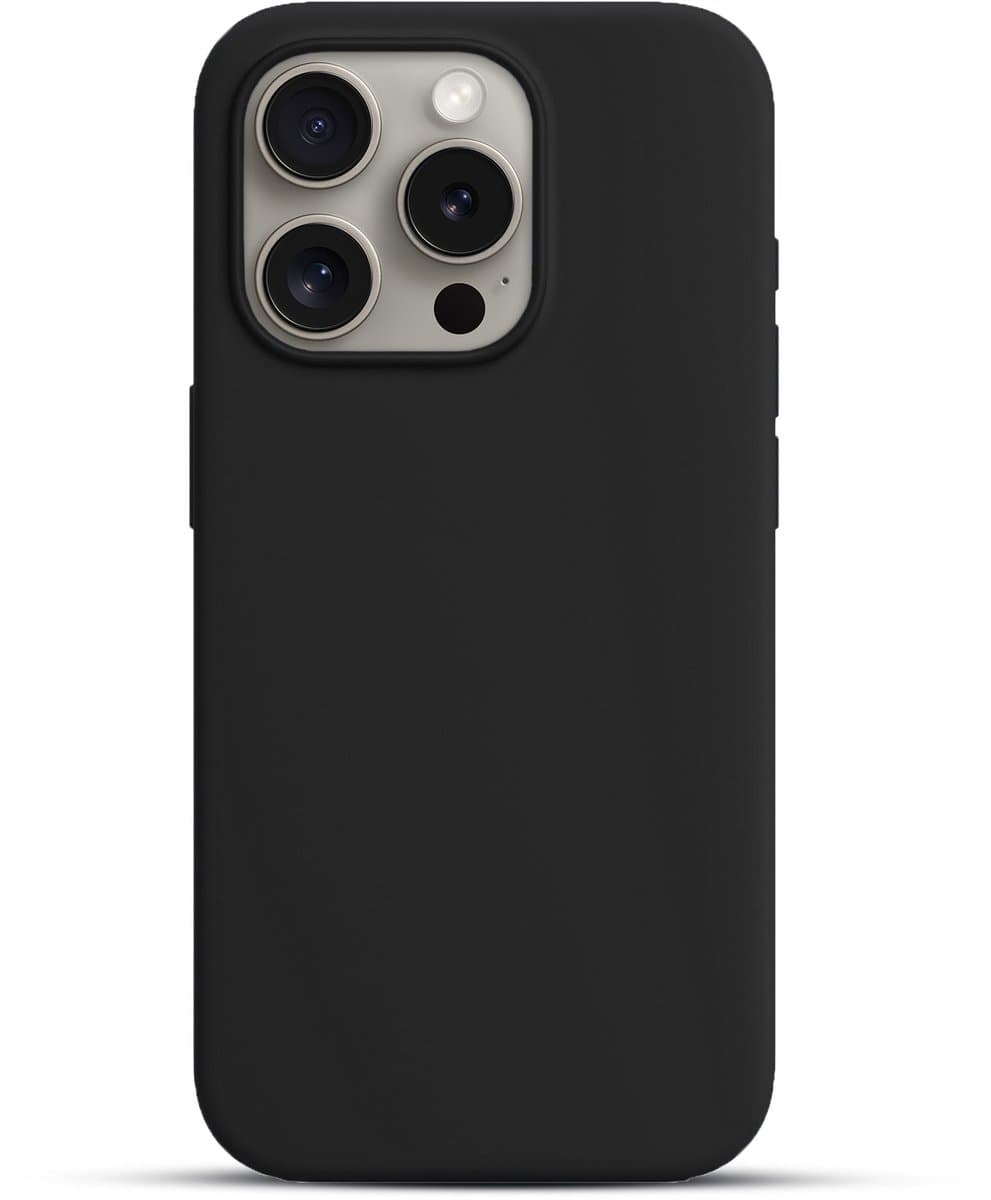 Solidenz Zwart Siliconen Case geschikt voor iPhone 16 Pro hoesje compatibel met MagSafe - Midnight Black