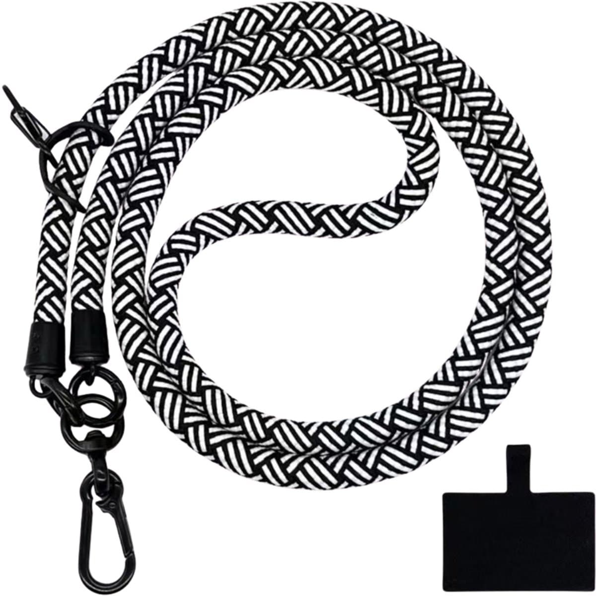 Travel Cords - Keycord - telefoonkoord zwart-wit xl - stevige karabijnhaak - sporten - stevig lanyard - reizen - festivals - sleutels