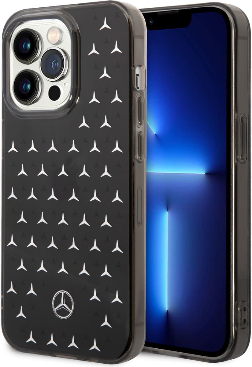 Mercedes-Benz Back cover - iPhone 14 Pro - Silver - Valbescherming - Verhoogde Randen