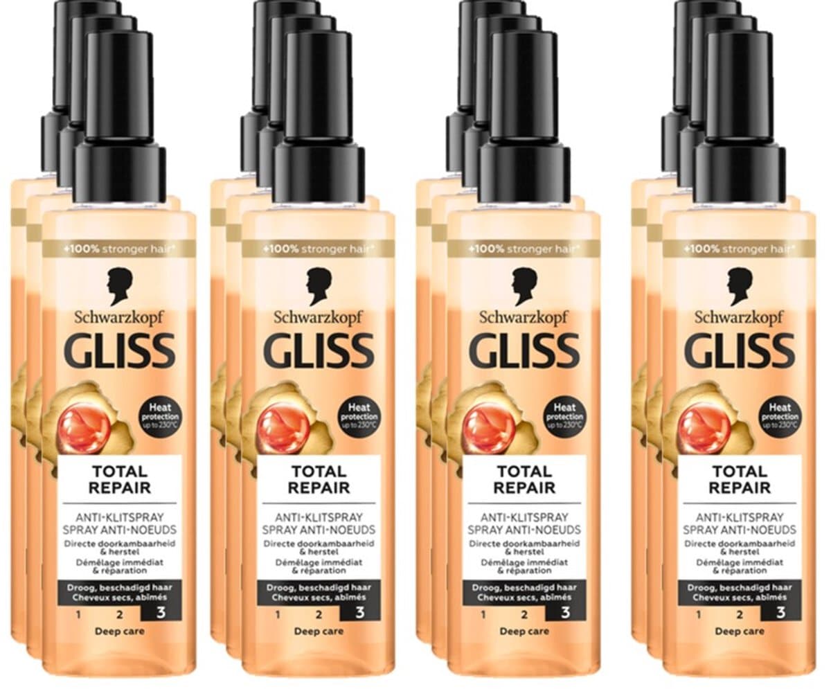 Gliss Kur Anti-Klit Spray Total Repair - Voordeelverpakking 12 x 200 ml