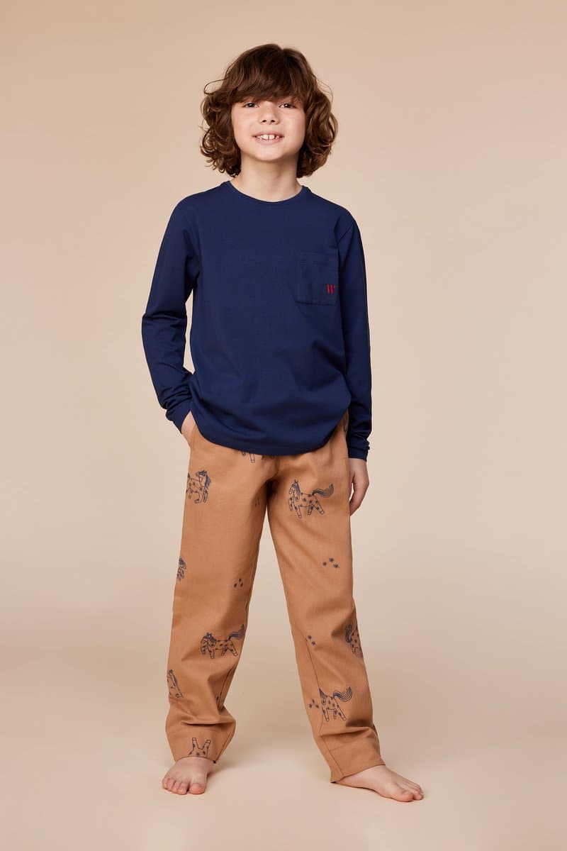 Woody Jongens-Heren pyjama donkerblauw - maat 164/14J