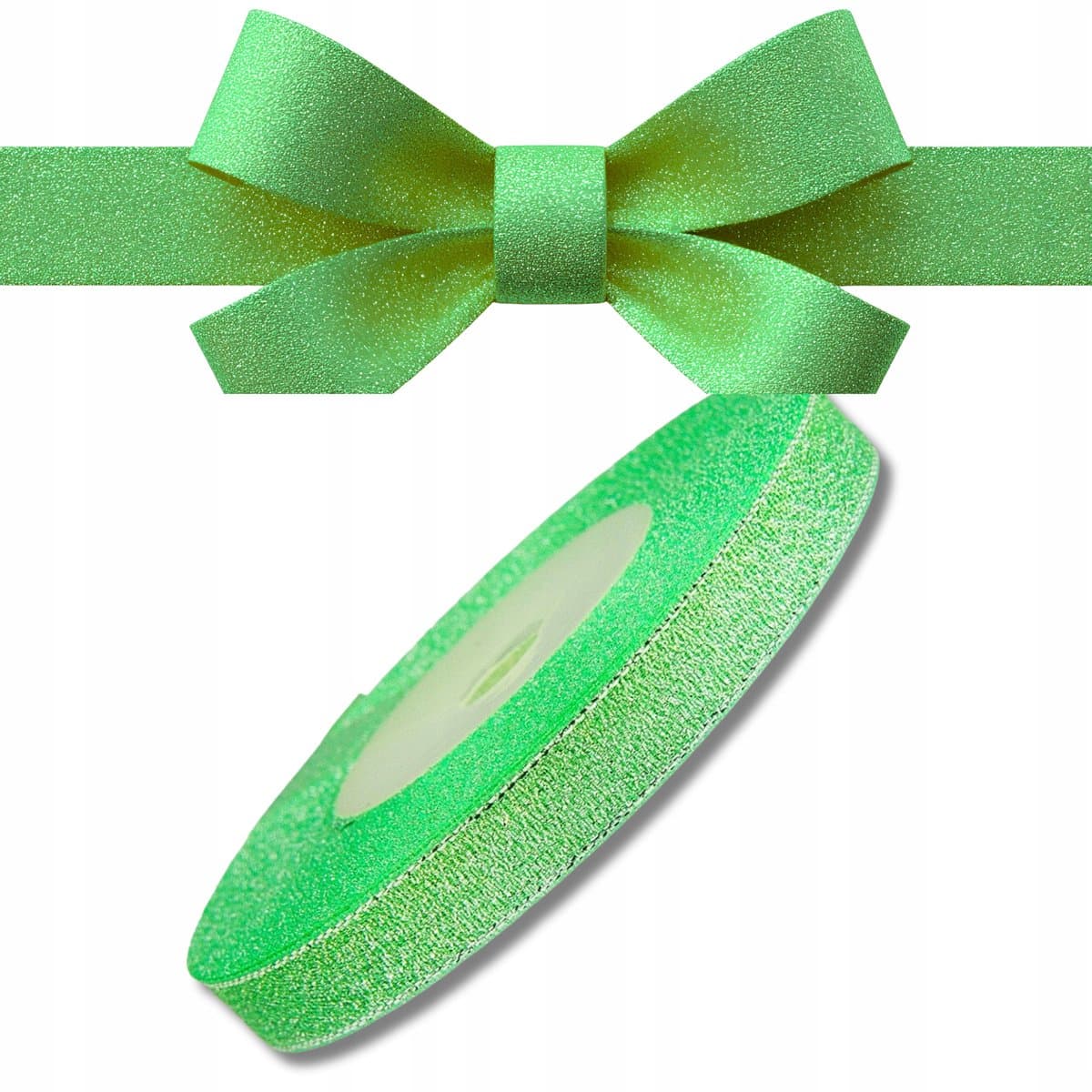 Loveart Glitterlint 12mm Groen Zilver - Decoratieve Lint voor Cadeaus