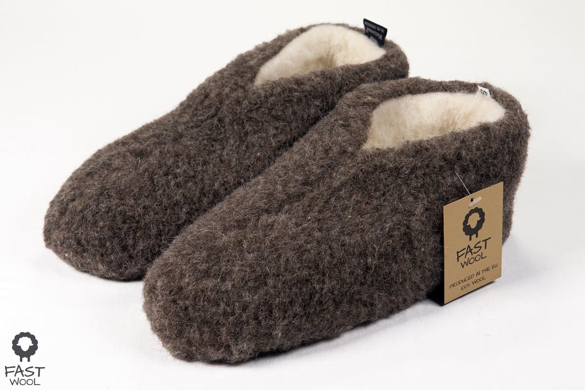FAST WooL, Spaanse sloffen, 100% wol, bruin, maat 37