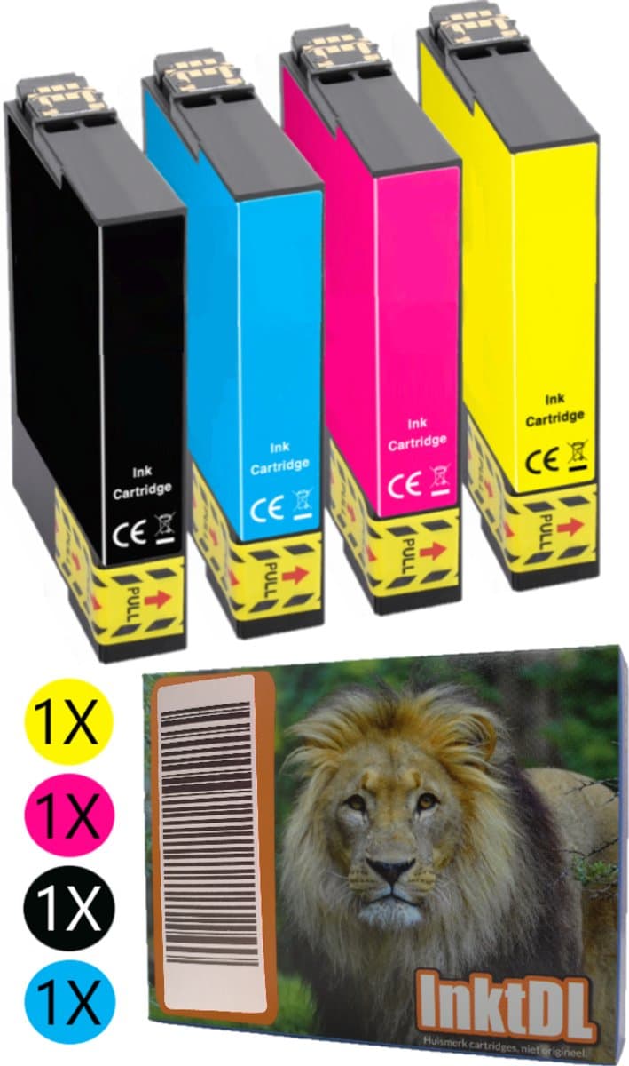 Huismerk geschikt voor Epson T1281, T1282, T1283 en T1284 Inktpatronen - Multipack Inktcartridges
