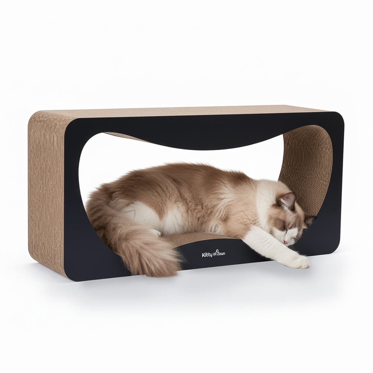 Kitty Town Luna Extra Large - Krabkarton Sofa Zwart - Krabmeubel - Krabplank - Krabmat - Krabpaal karton - 74x36x24cm