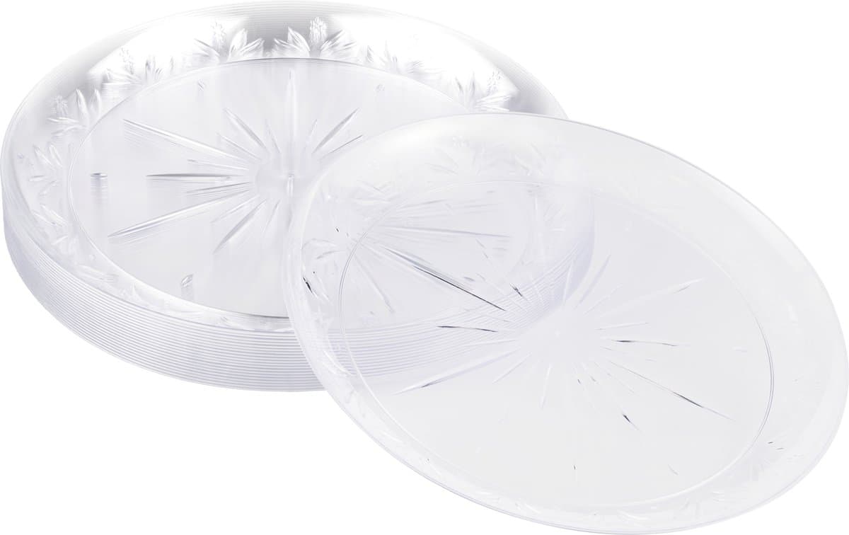 MATANA 20 Plastic Borden (26cm) Elegant & Doorzichtig, Feestbordjes voor Bruiloften, Verjaardagen, Dopen, Kerstmis & Feesten - Stevig en Herbruikbaar