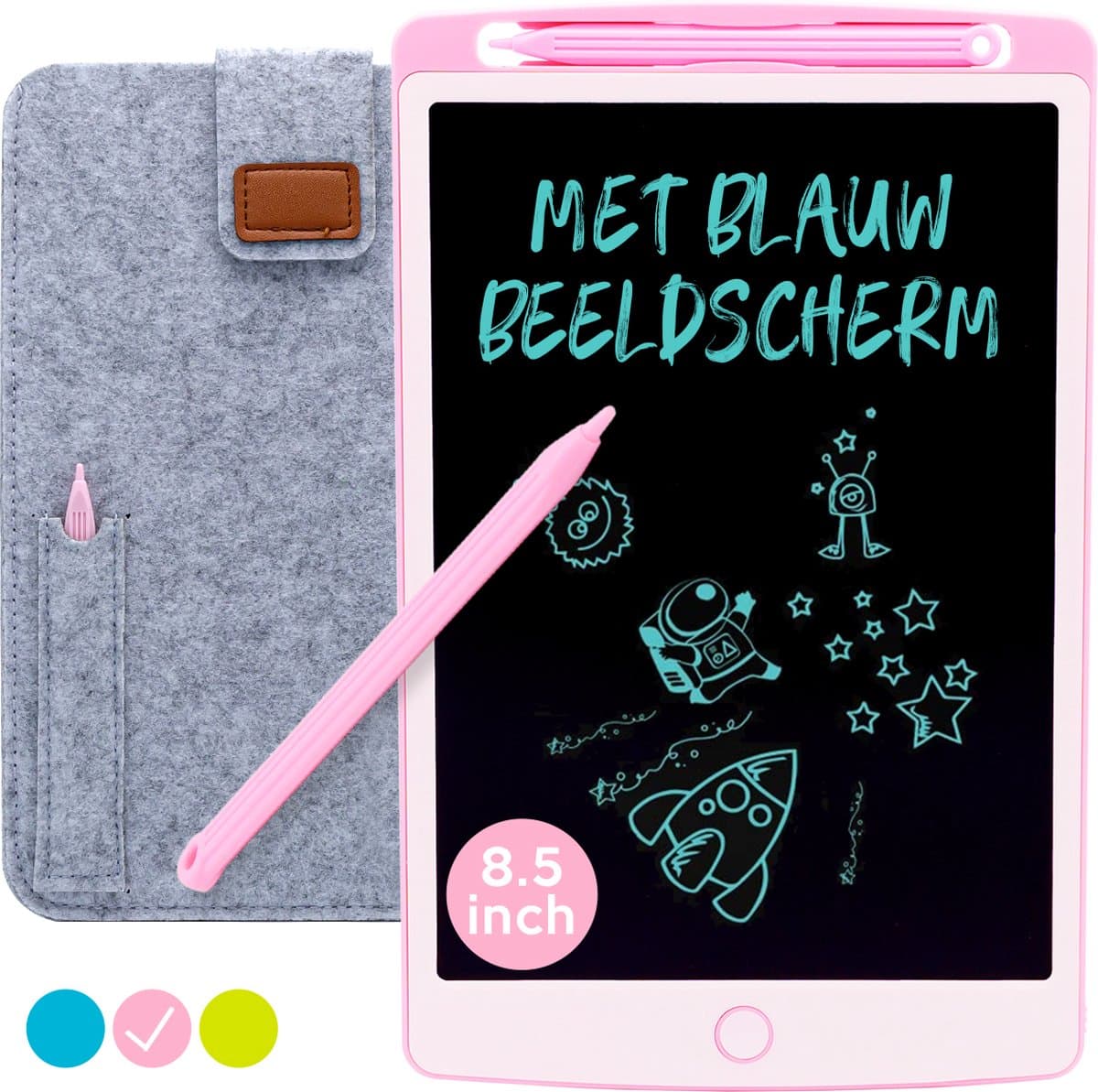 Tekenbord Kinderen "Roze" 8.5 inch - Kinderspeelgoed 4 jaar - 5 jaar - 6 jaar - Cadeautjes - Kado - Sinterklaas Cadeautjes - Kerst - Schrijftablet - Tekenen - Interactief Speelgoed - Open Ended Speelgoed Meisjes - Educatief Speelgoed voor in de Auto