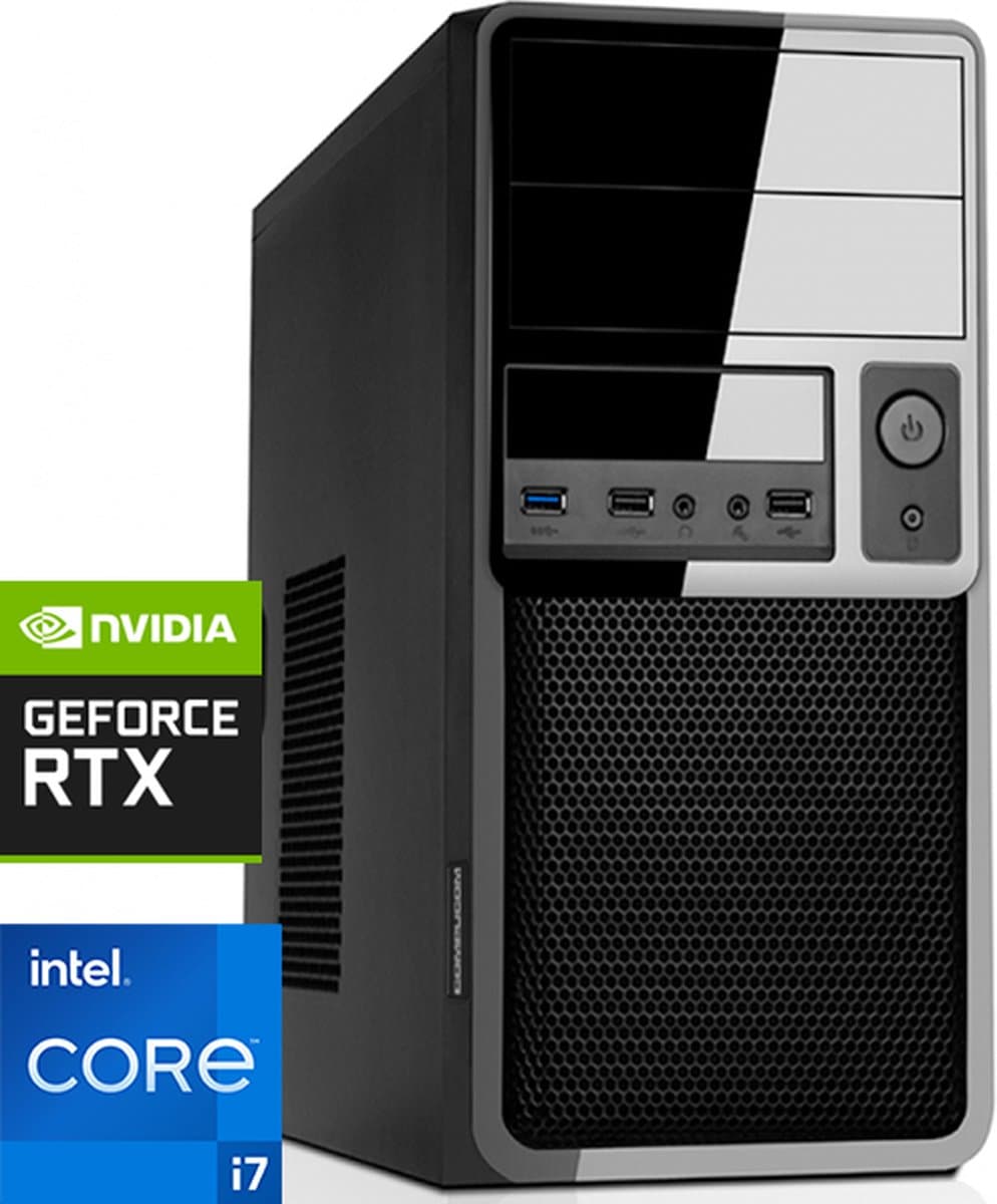 Intel Desktop PC met Core i7F - RTX 3050 - 32GB RAM - 1000GB NVMe M.2 SSD - WiFi - Bluetooth - Windows 11 Pro (DT-372582)