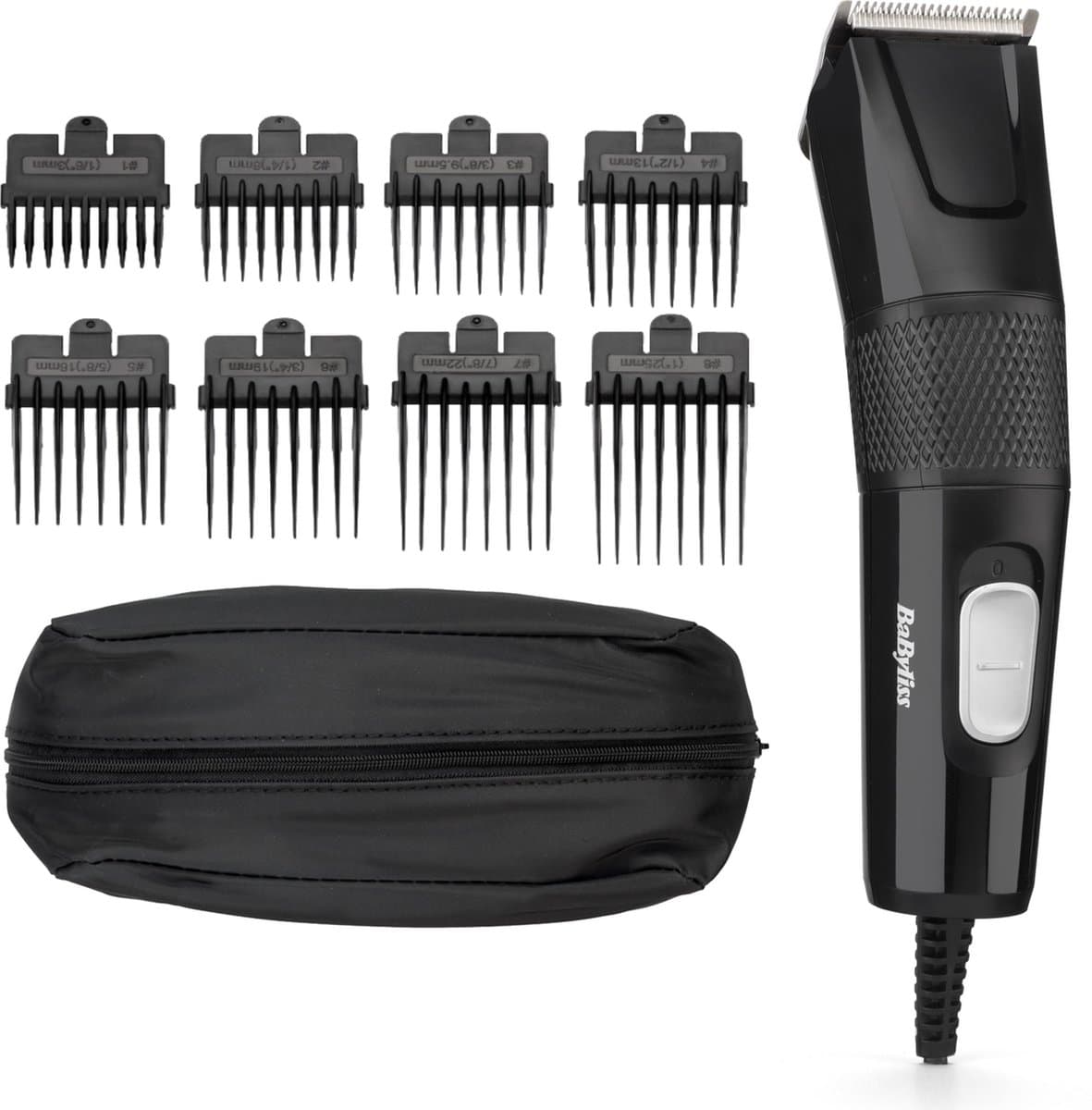 BaByliss Power Clipper Tondeuse E756E - 8 opzetkammen 3-25mm - Bedraad - Incl. opbergetui