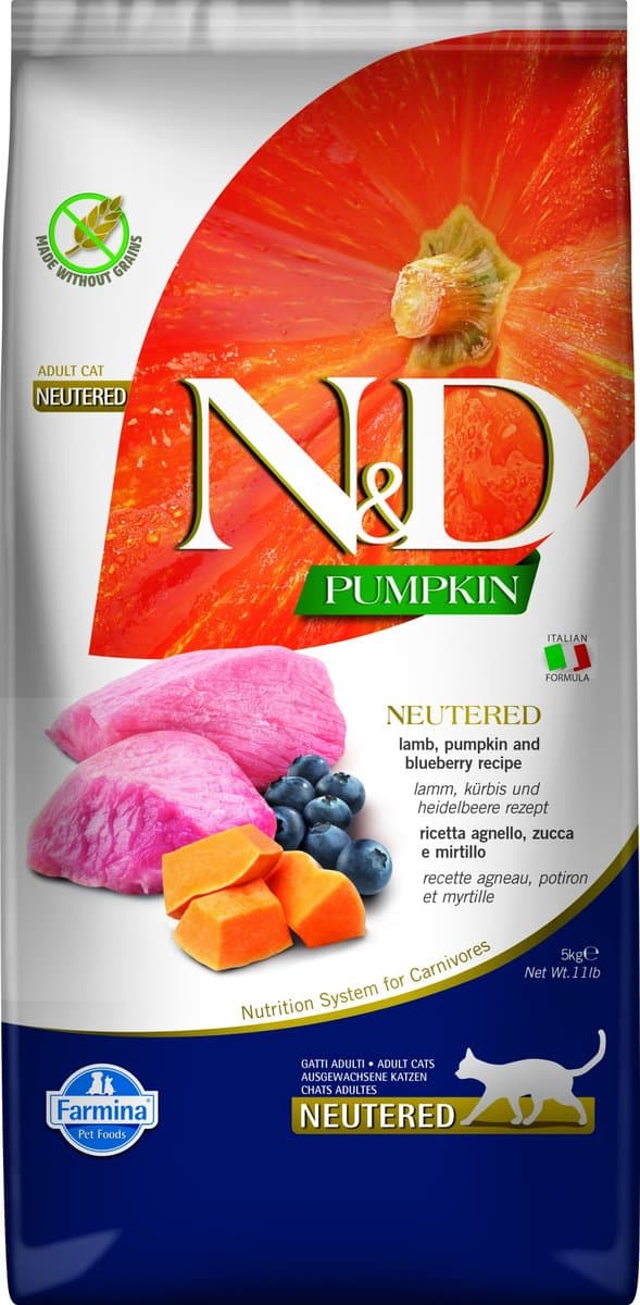 Farmina N&D Gecastreerd Pumpkin Lam, Pompoen & Bosbessen Adult 5kg
