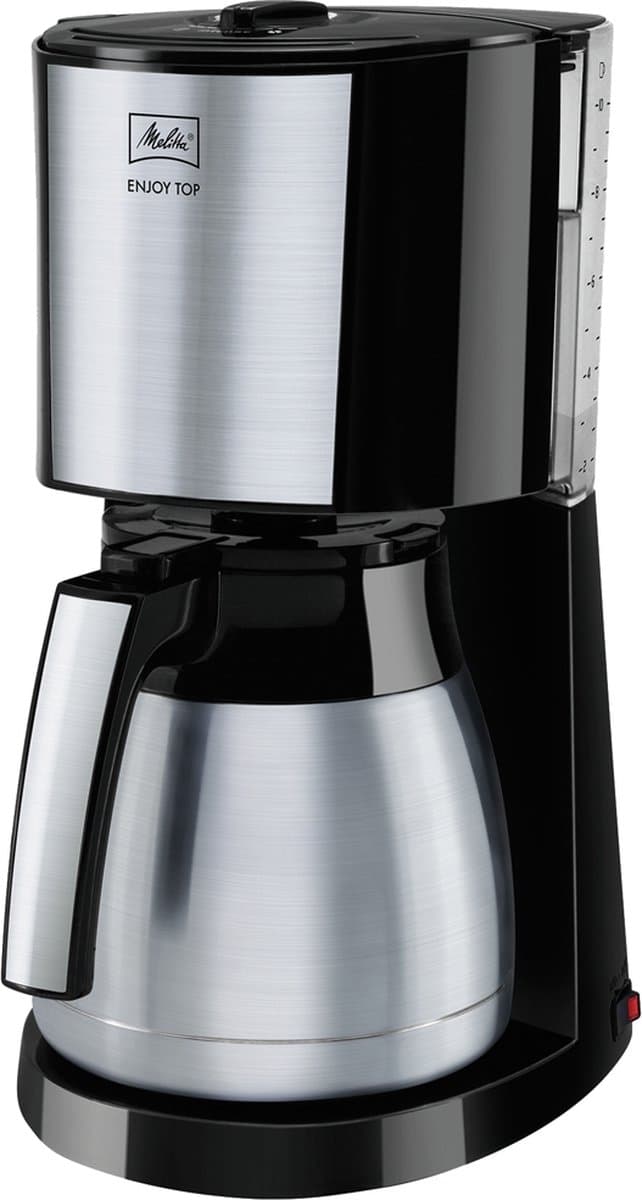 Melitta Enjoy Top Therm - Koffiemachine met roestvrijstalen thermoskan, druppelkoffiemachine met druppelstop, voor maximaal 10 koppen koffie, roestvrij staal/zwart